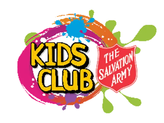 A vibrant logo with the words 'Kids Club' and The Salvation Army shield
