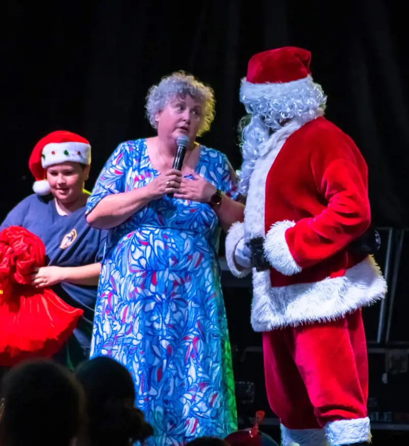 Megan Norris Christmas service with Santa