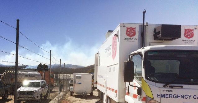 Salvos at fire-front of major bushfires in New South Wales and Queensland