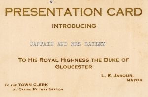 1934-1935 Presentation Card Captain and Mrs Bailey