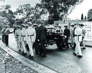 Brigadier Sir Arthur McIlveen is laid to rest with full military honours at the Woronora Cemetery in 1979