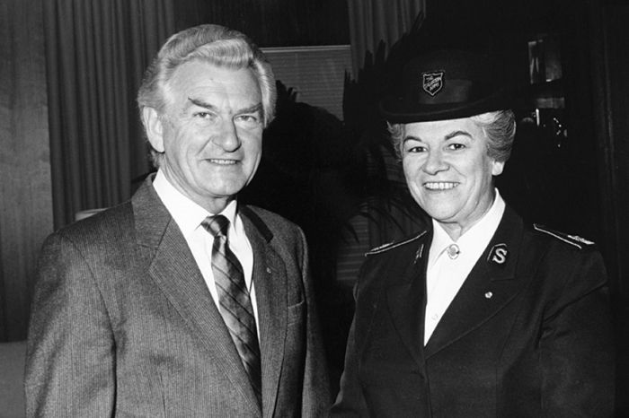 Former Prime Minister Bob Hawke and Eva Burrows