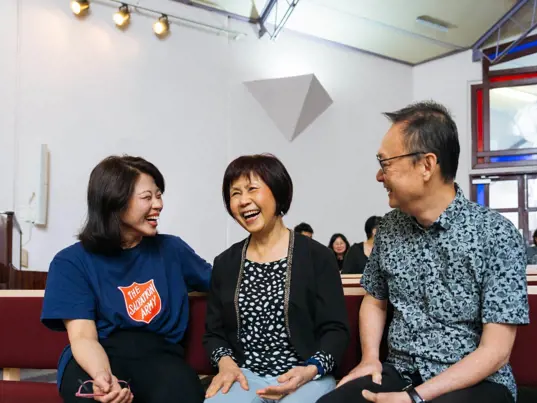 People enjoying fellowship at church service